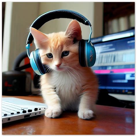 Cat Wearing Headphones V2 Aluminum Wall Art - Etsy