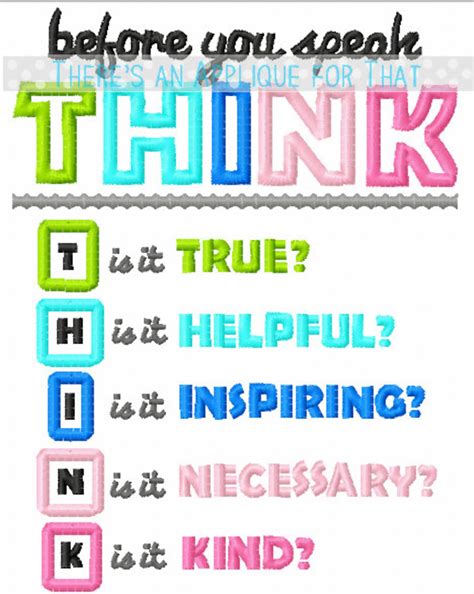 Think Saying Acronym Applique Design - Etsy