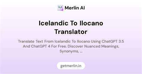 Icelandic to Ilocano Translator