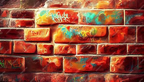Premium Photo | Old brick wall with graffiti