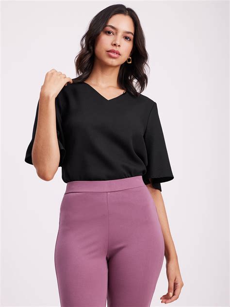 Buy Black Bell Sleeves Top Online | FableStreet