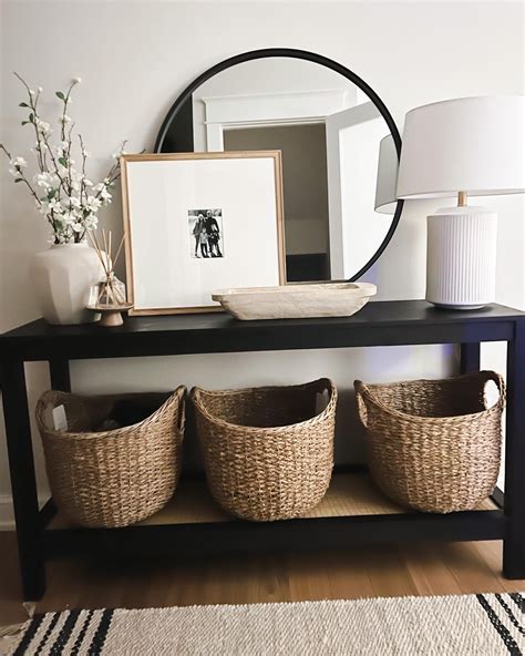 Black Entry Table with Baskets