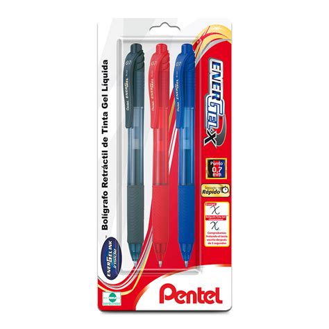 Plumas de Gel Retráctiles Pentel Energel X 0.7 mm Surtido 3 piezas ...
