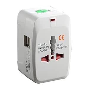 ASTRAMALA Universal Travel Adapter with Surge Protector, Dual USB Ports ...