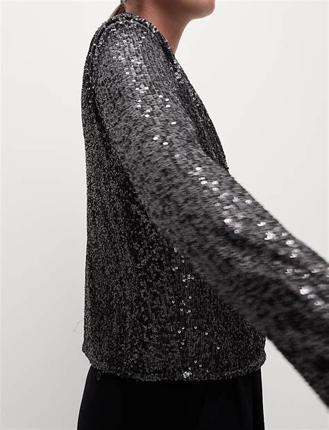 Buy Sequin Round Neck Top at Marks & Spencer