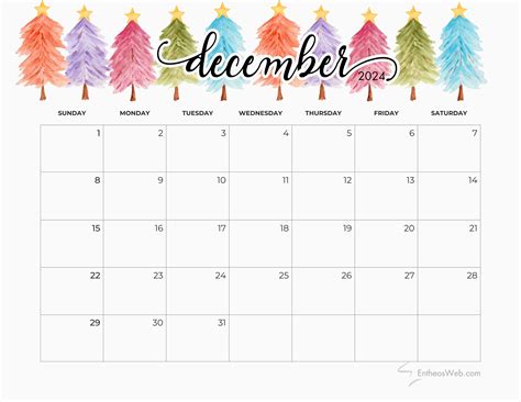 Printable Christmas Calendar December 2024