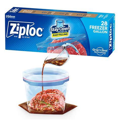 Buy Ziploc Freezer Bag, Gallon Value Pack, 28-Count - Plastic, Zipper ...