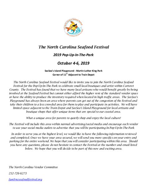 Fillable Online Thousands Expected to Attend NC Seafood Festival Fax ...