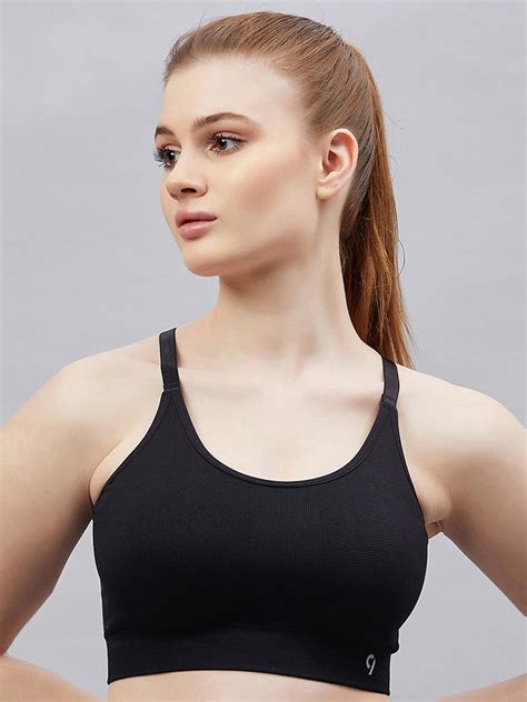 Buy C9 AIRWEAR Cross Back Seamless Full Coverage Sports Bra - Black ...