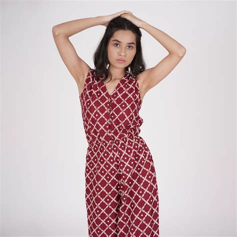 Buy Maroon Front Buttoned Jumpsuit | Rustorange