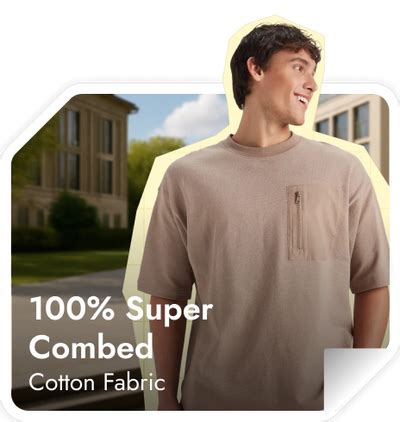 Buy Super Combed Cotton Oversized T-Shirt with Zipper Pocket - Taupe ...