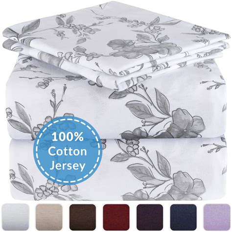 Mellanni Queen Jersey Sheet Set 4 pc - 300 Thread Count 100% Cotton Bed ...