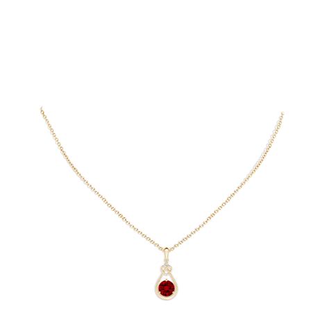 Lab-Grown Ruby Knotted Heart Pendant with Lab Diamond