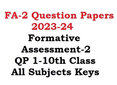 FA-2 Question Papers - 2023-24 Formative Assessment -2 QP 1-10th Class ...
