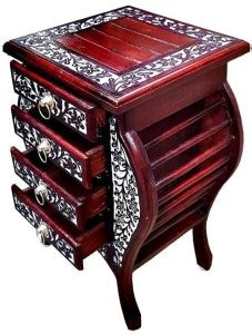 Smarts collection Side Table with 4 Drawers Enhanced Floral Carved ...