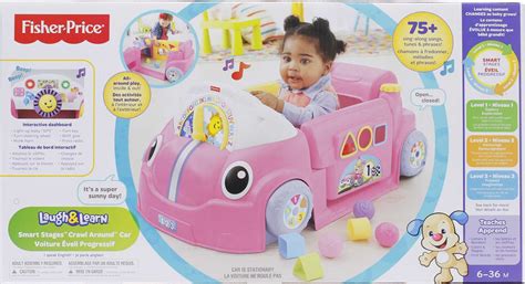 Buy Fisher-Price Laugh & Learn Crawl Around Car, Pink, Interactive Baby ...