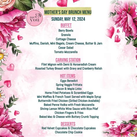 Mother’s Day Brunch Menu | me & you Restaurant