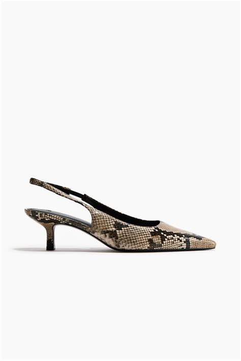 Women's Beige/Snakeskin pattern Slingback court shoes | H&M IN