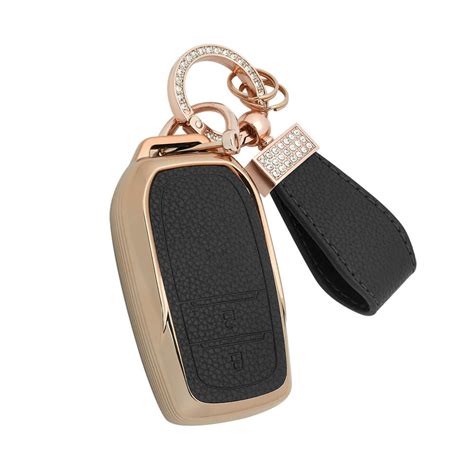 Keyzone litchi leather textured TPU key cover & keychain for Innova Cr