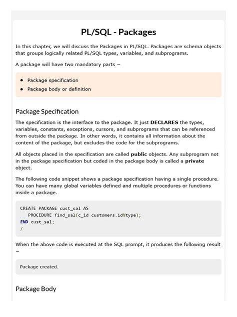 Image result for PL SQL Packages Tutorial