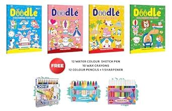 Buy Doodle Colouring for kids - Blue, Pink, Yellow and Green Edition ...