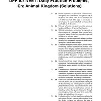 Animal Kingdom Practice Questions - DPP for NEET