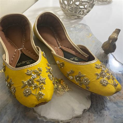 Cadmium Yellow Vibrance - Yellow Ballet Flat With Indian Embellishment ...