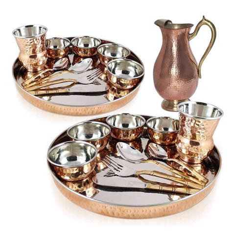Buy FirsteShop Set of 2, Indian Dinnerware Stainless Steel Copper ...