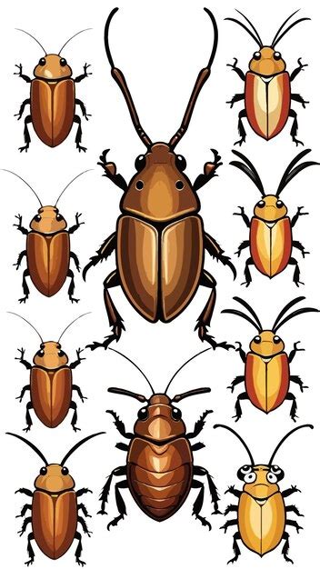 A collection of cockroaches cartoon drawing illustration artwork vector ...
