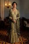 Buy Green Cotton, Silk, Tissue Beads, Sequins, Tropical Print Anarkali ...