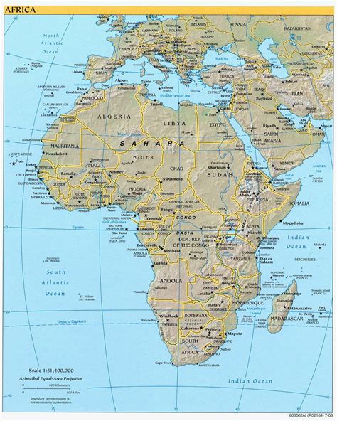 Large detailed political and relief map of Africa. Africa large detailed political and relief ...