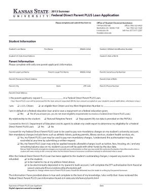 Federal Direct Parent PLUS Loan Application - Kansas State ... - K ...