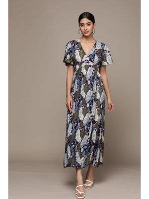 Buy Label Ritu Kumar Blue Botanic Print Maxi Dress Online