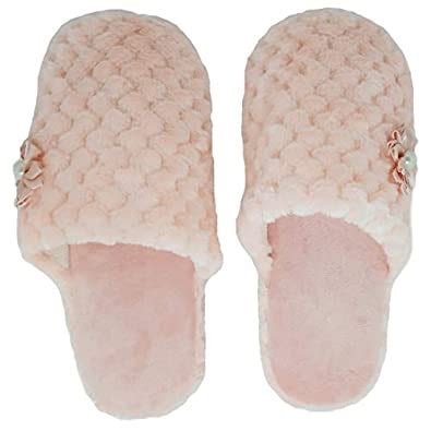 Miscreef Peach Floral Warm Winter Ladies Bedroom Sole Slippers/Flip ...