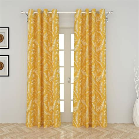 Buy Juniper Printed Micro Yellow Door Curtain- Set of 2- 110 x 225 cm ...