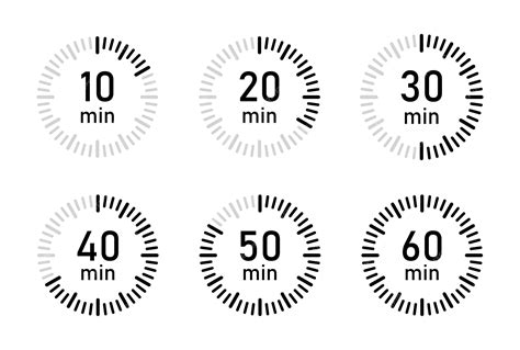 Premium Vector | From 10 minutes to 60 minutes on stopwatch vector icon ...
