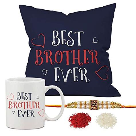 The Purple Tree Best Brother Rakhi Gift Hamper Combo - 4pc (1 Cushion ...