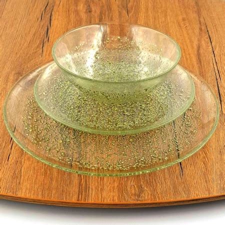 Red Pomegranate Collection Isla Dinnerware Set, Clear & Gold - 12 Piece ...