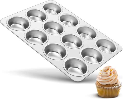 TeamFar 12-Cup Muffin Pan, Stainless Steel Muffin Tin Metal Cupcake ...