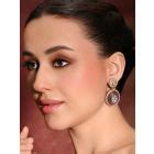 Gold Toned Handcrafted Brass Necklace with Earrings- Set of 2