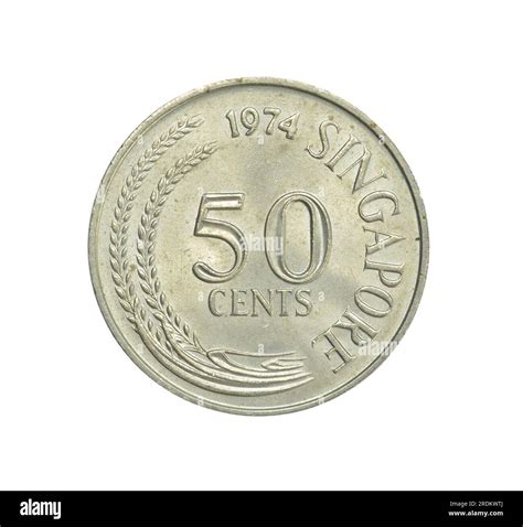 Reverse of 50 Cents coin made by Singapore in 1974, that shows Numeral ...