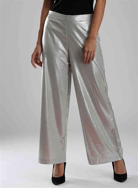 Buy Silver Shimmery Pants Online for Woman | WforWoman