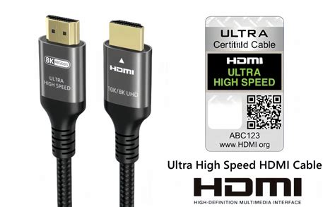 Ubluker 10K 8K 4K Hdmi Cable 48Gbps 2M,Certified Ultra High Speed Hdmi ...