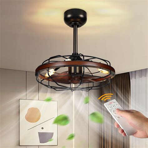 OUTON Ceiling Fans with Lights and Remote, Caged Farmhouse Ceiling Fan ...