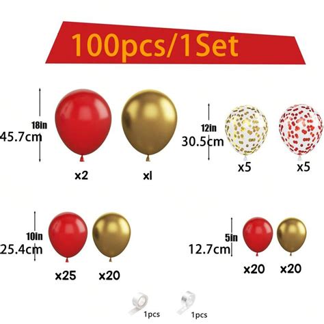 100pcs Red And Gold Balloon Arch Kit, Gold Red Balloon Garland Kit ...