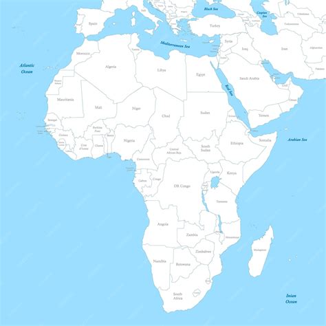 Premium Vector | Map of Africa with borders of the states