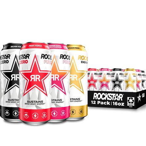 Rockstar Pure Zero Energy Drink,4 Flavor Pure Zero Variety Pack, 0 ...