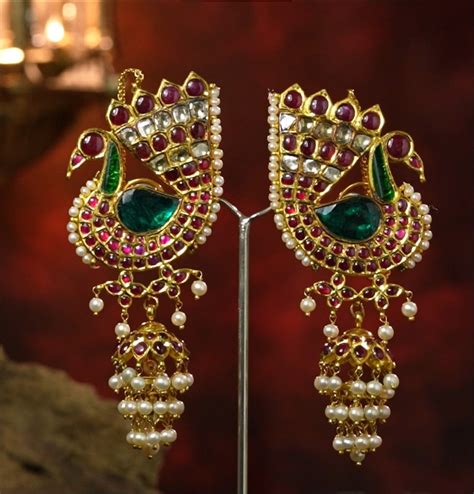 Peacock Gold Jhumka Kundan Earrings | Darpan Mangatrai – Darpan ...