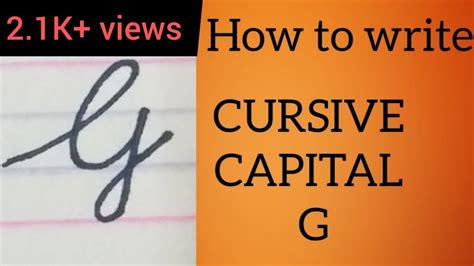 How to write cursive capital 'G' | Cursive Writing | LEARN EASILY - YouTube