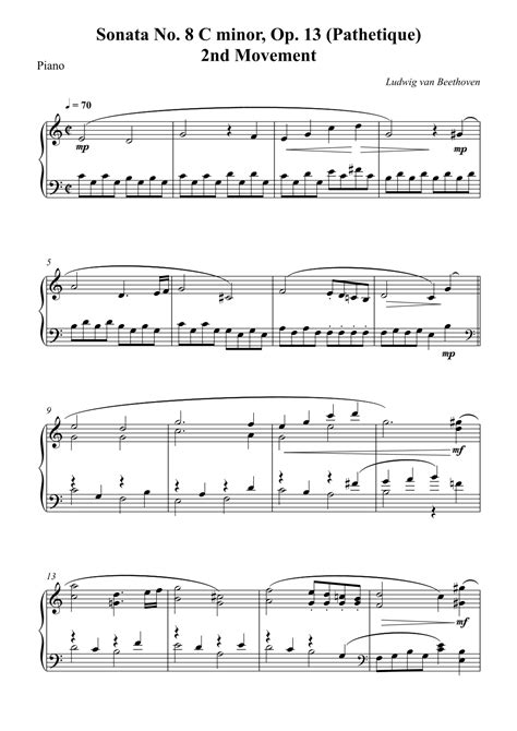 Piano - Sonata No. 8 C minor, Op. 13 (Pathetique) 2nd Movement (arr. Wesley S. SIlva) by Ludwig ...